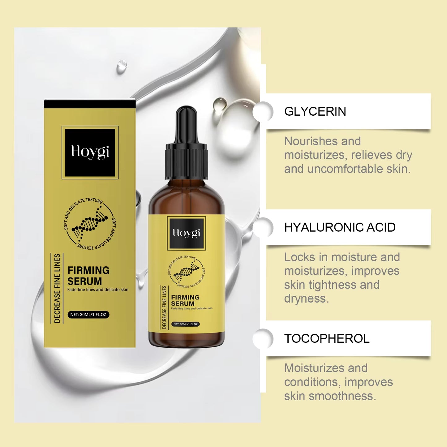 Anti-Wrinkle Firming Serum Skin Tightening Elasticity Boost Fine Lines Reduction Fast Absorbing Non-Greasy All Skin Types