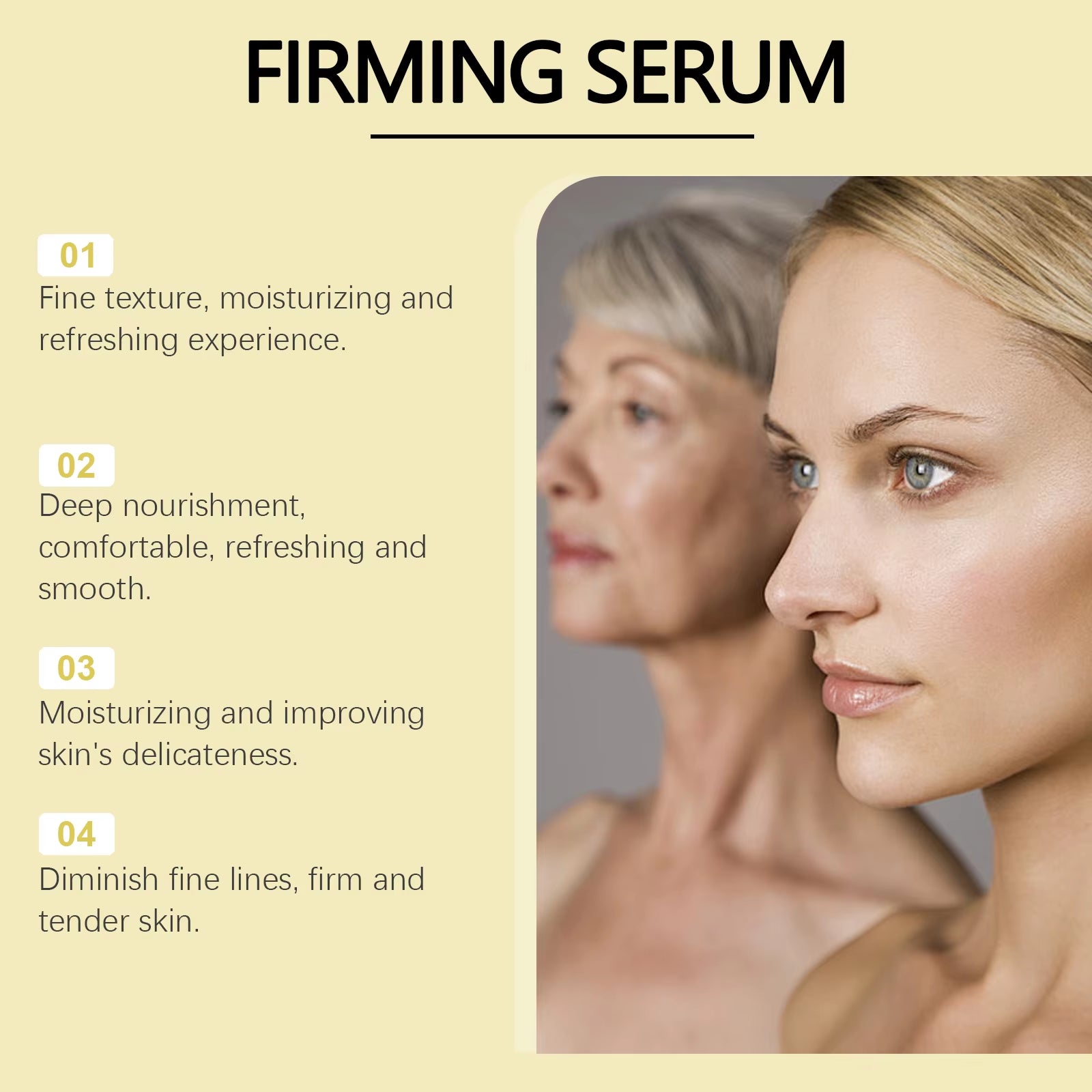 Anti-Wrinkle Firming Serum Skin Tightening Elasticity Boost Fine Lines Reduction Fast Absorbing Non-Greasy All Skin Types